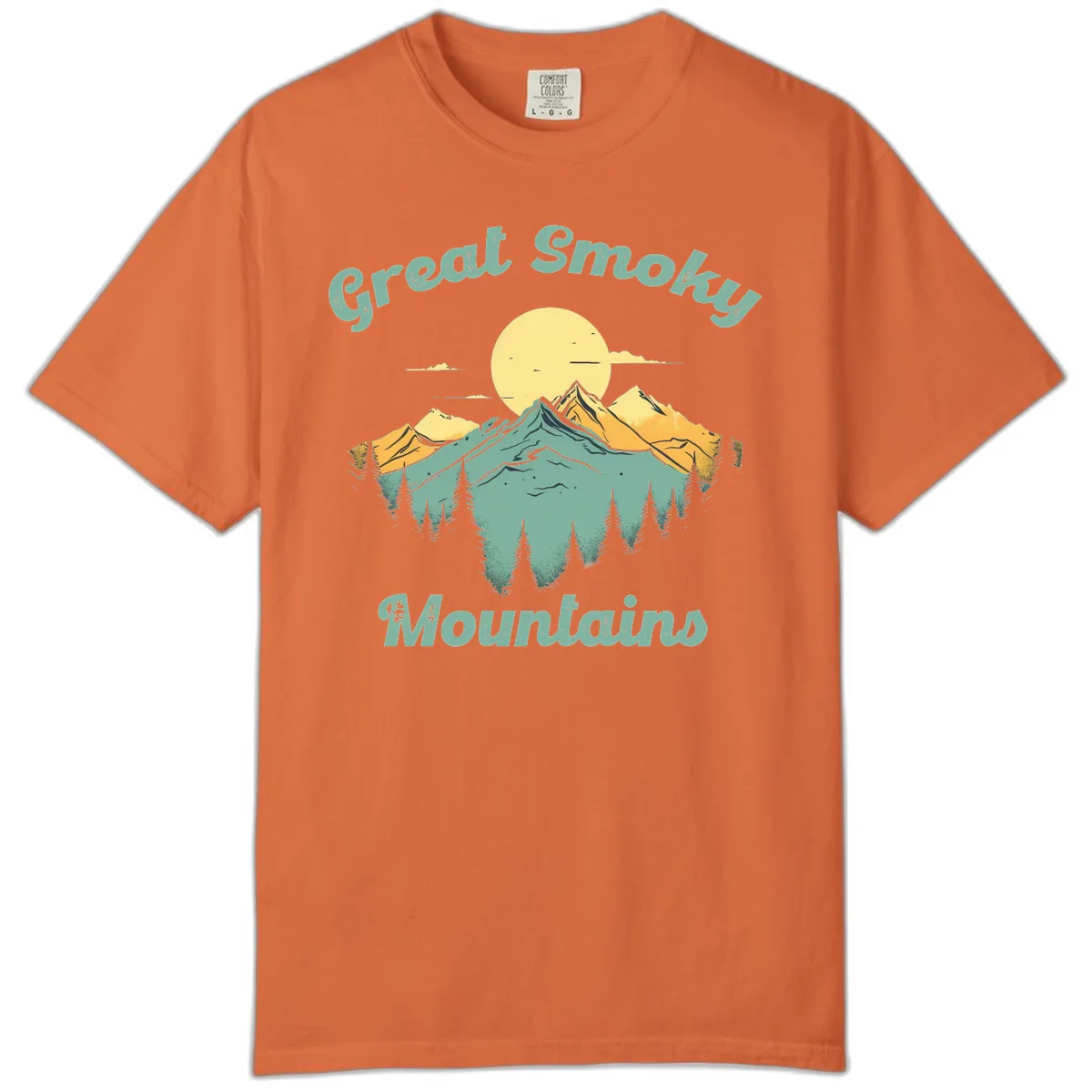 Great Smoky Mountains Sunset Comfort Color in Burnt Orange