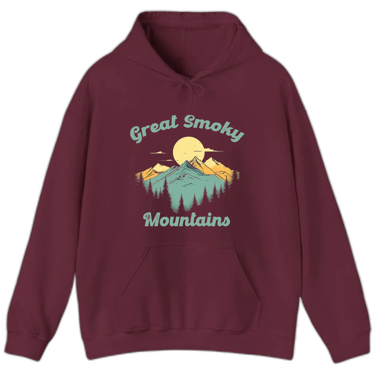 Great Smoky Mountains Sunset Hoodie in Maroon
