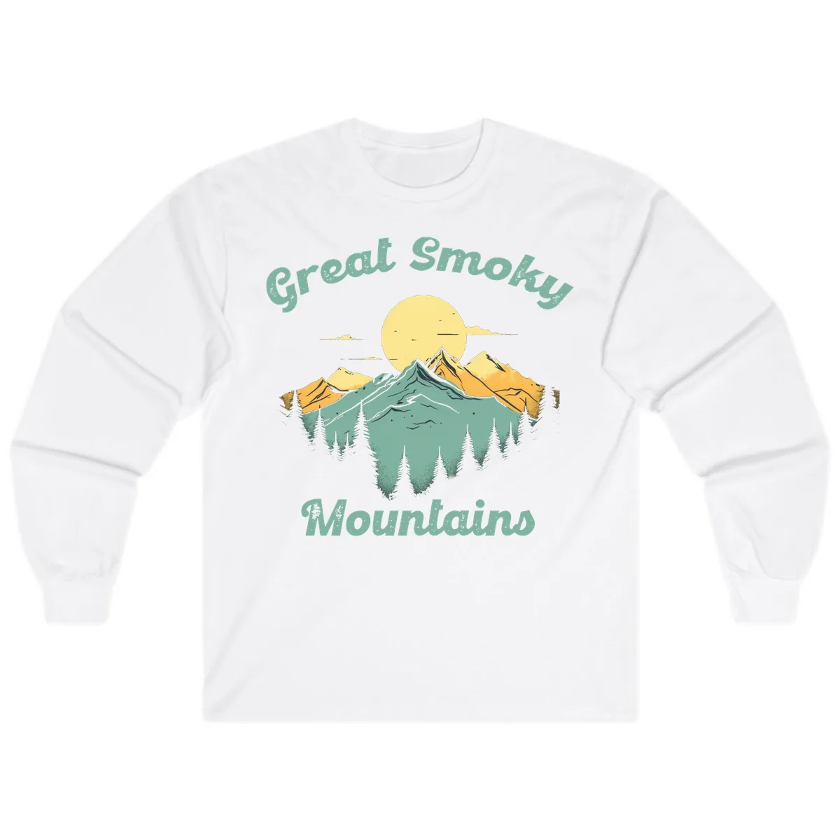 Great Smoky Mountains Sunset Long Sleeve in White