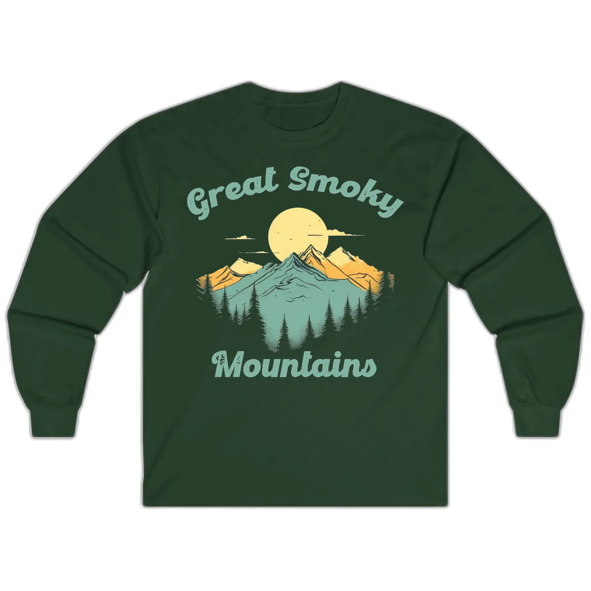 Great Smoky Mountains Sunset Long Sleeve in Forest Green