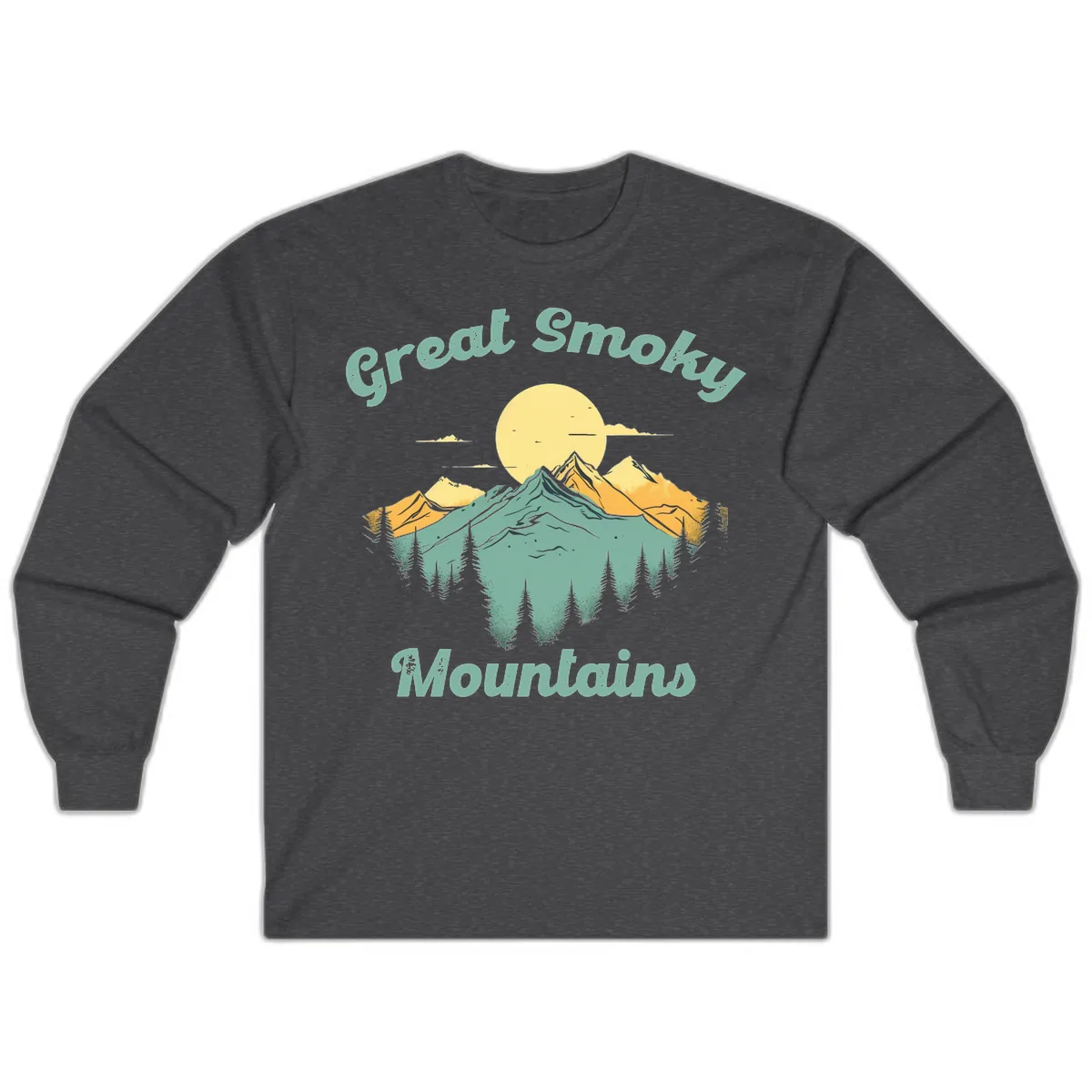 Great Smoky Mountains Sunset Long Sleeve in Dark Heather