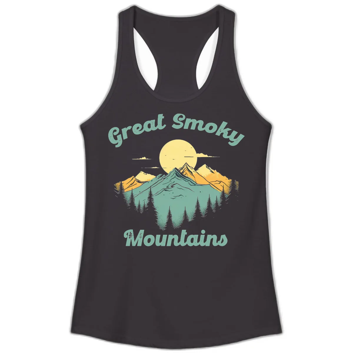 Great Smoky Mountains Sunset Ladies Tank in Black