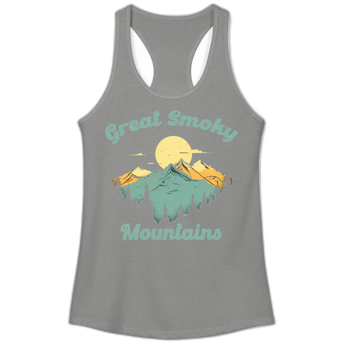 Great Smoky Mountains Sunset Ladies Tank in Heather Grey