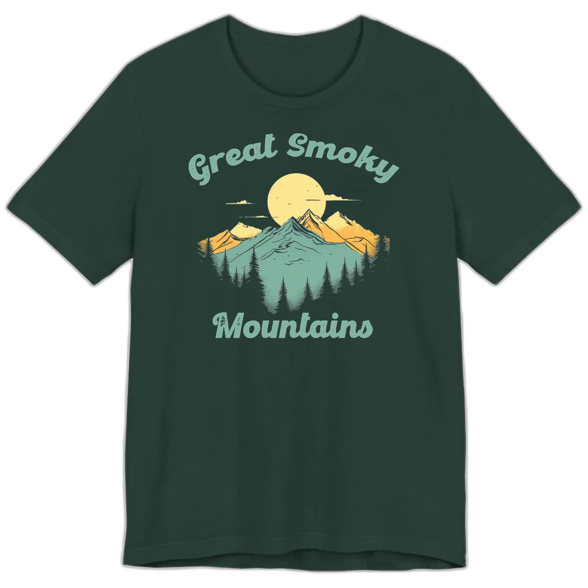 Great Smoky Mountains Sunset Premium T-Shirt in Forest