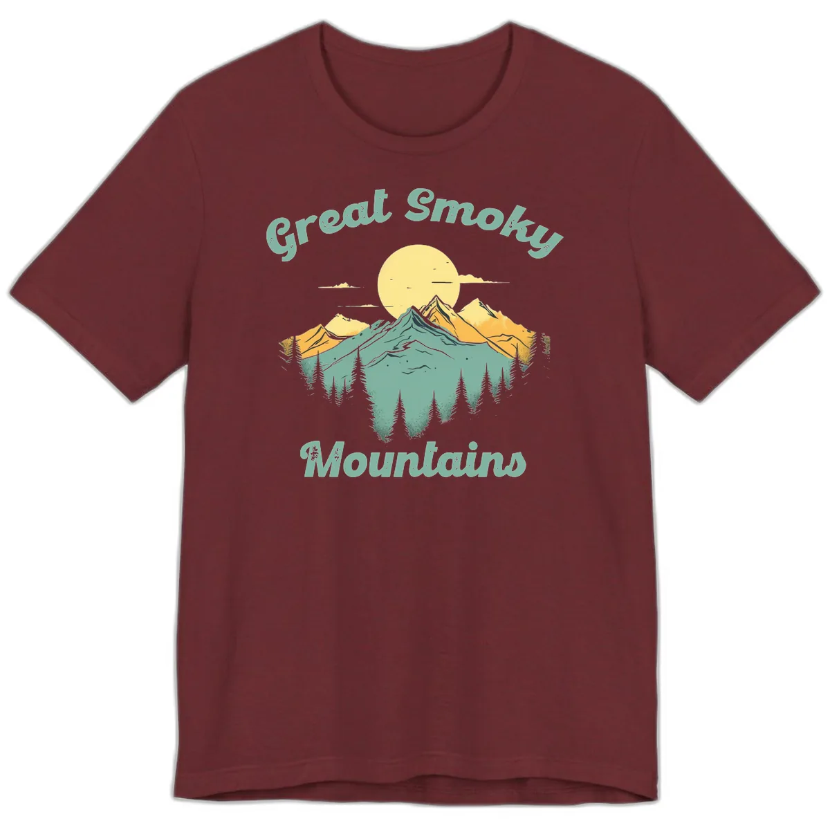 Great Smoky Mountains Sunset Premium T-Shirt in Heather Cardinal