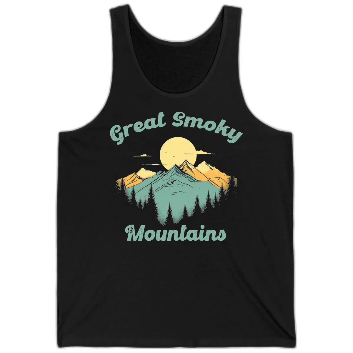 Great Smoky Mountains Sunset Tank in Black