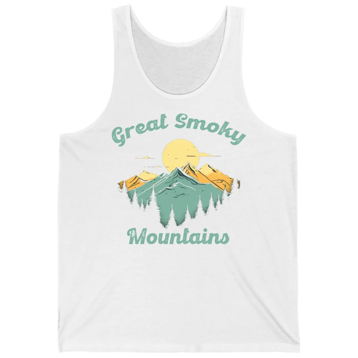 Great Smoky Mountains Sunset Tank in White