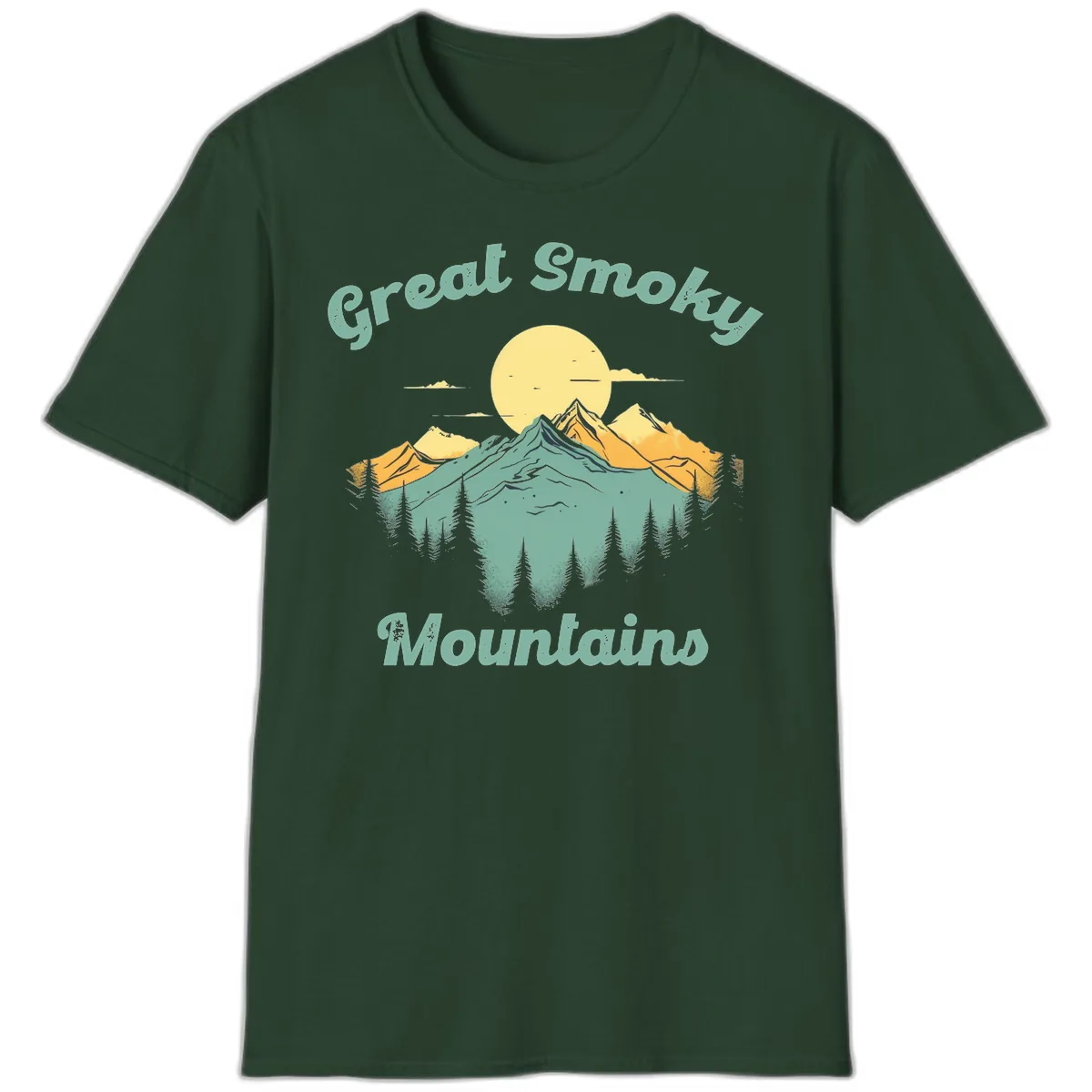 Great Smoky Mountains Sunset T-Shirt in Forest Green