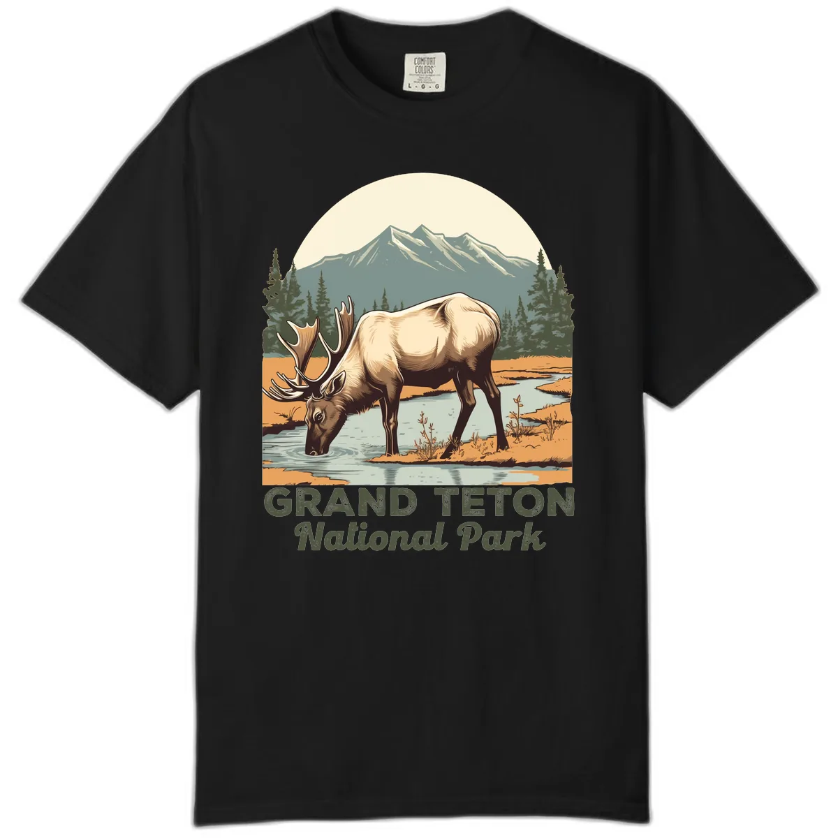 Grand Teton National Park Elk Comfort Color in Black