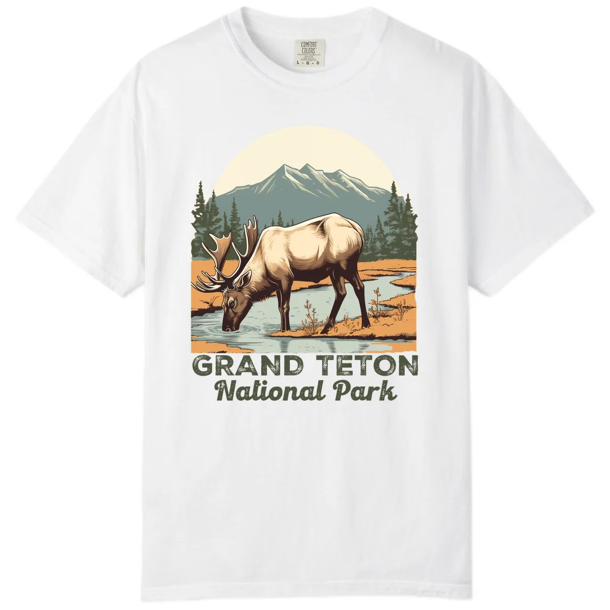 Grand Teton National Park Elk Comfort Color in White