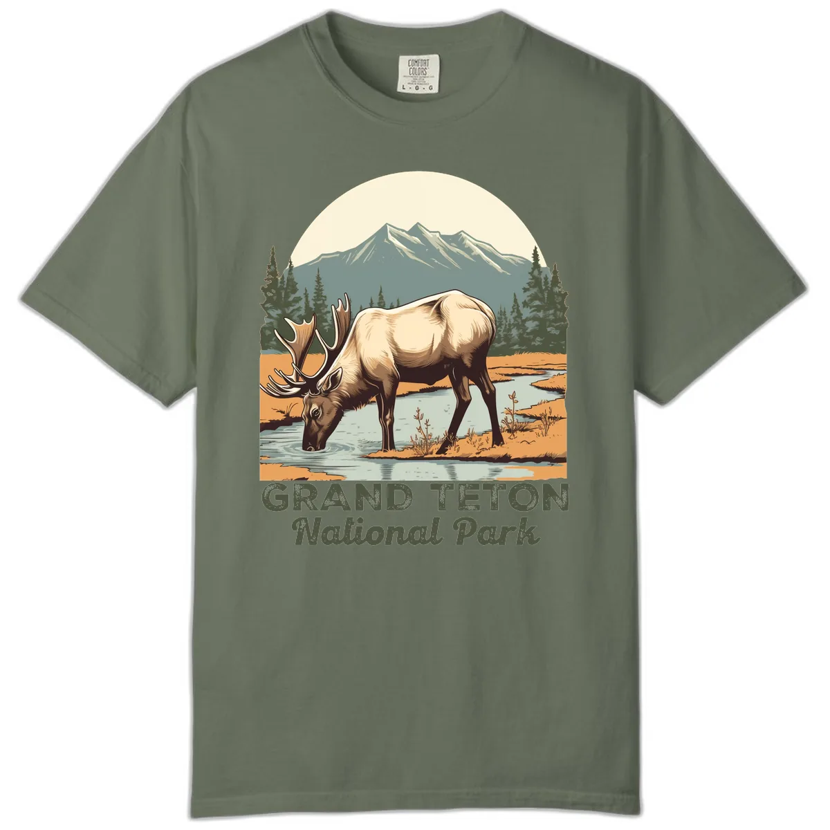 Grand Teton National Park Elk Comfort Color in Moss