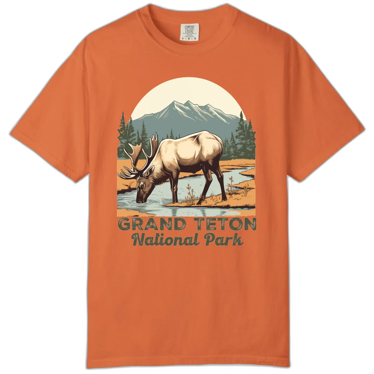 Grand Teton National Park Elk Comfort Color in Burnt Orange
