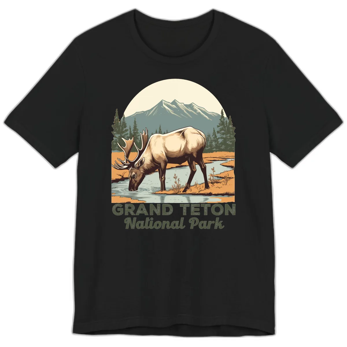 Grand Teton National Park Elk Premium T-Shirt in Black