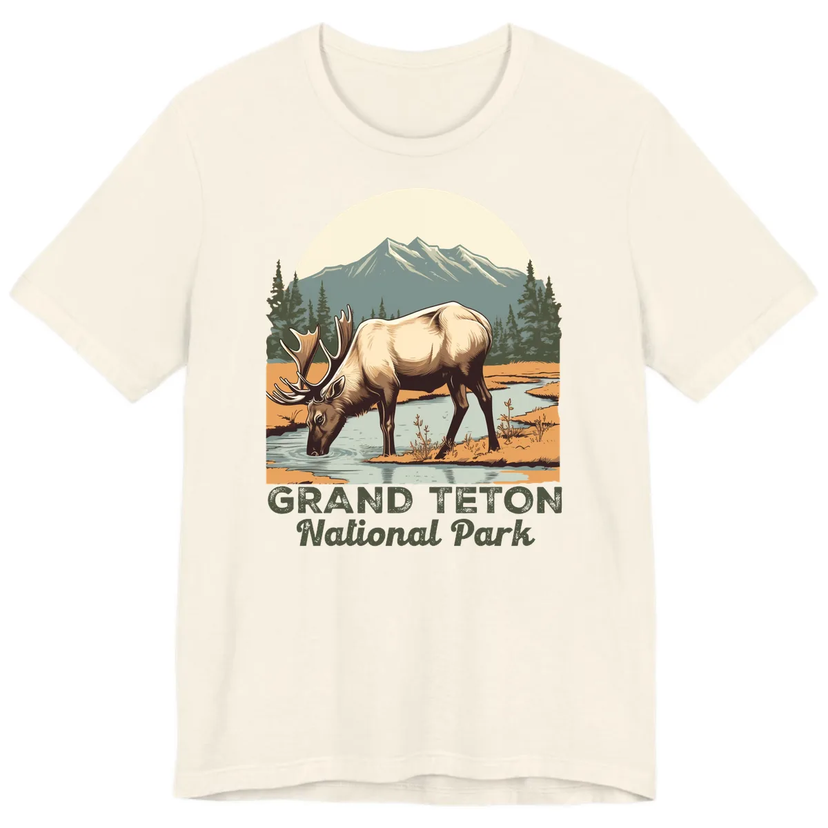 Grand Teton National Park Elk Premium T-Shirt in Natural