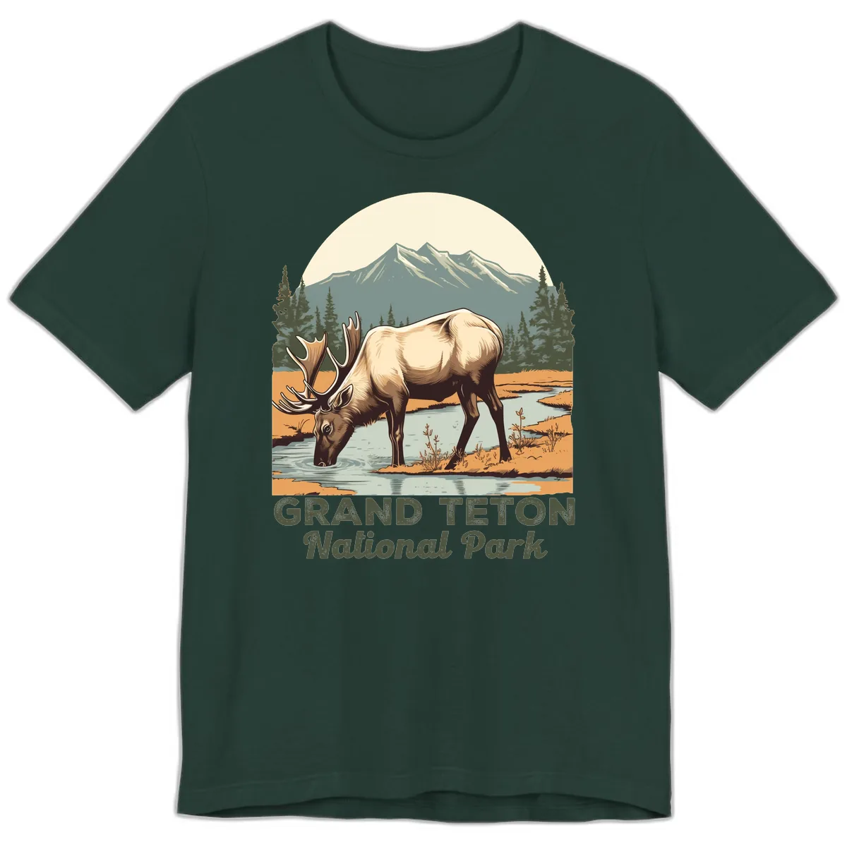 Grand Teton National Park Elk Premium T-Shirt in Forest