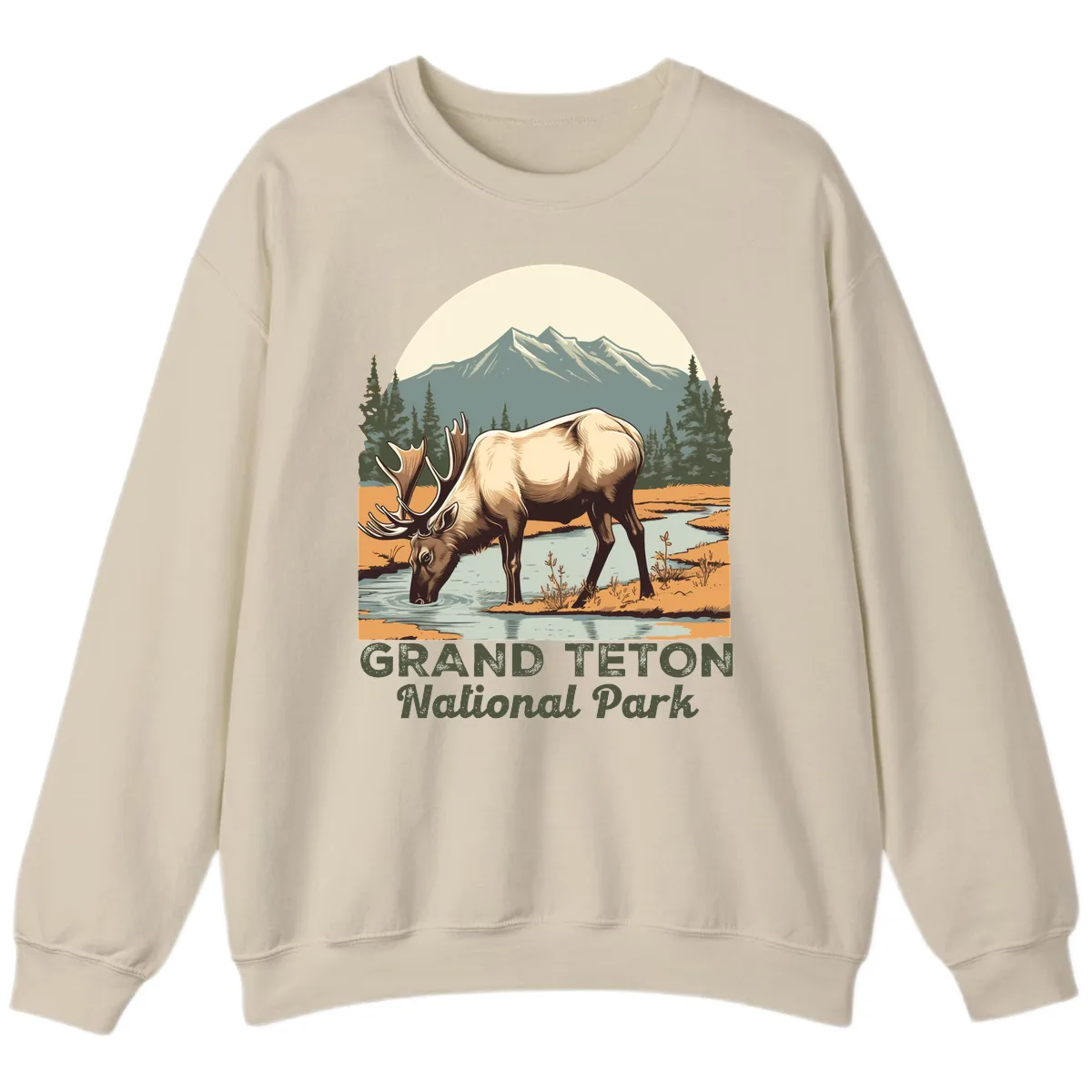 Grand Teton National Park Elk Sweatshirt in Sand