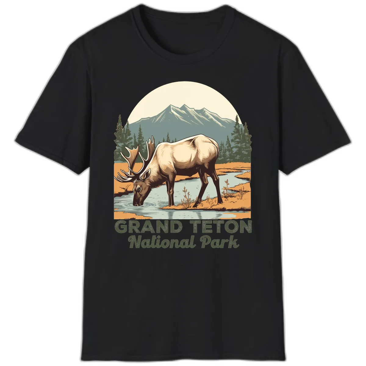 Grand Teton National Park Elk T-Shirt in Black
