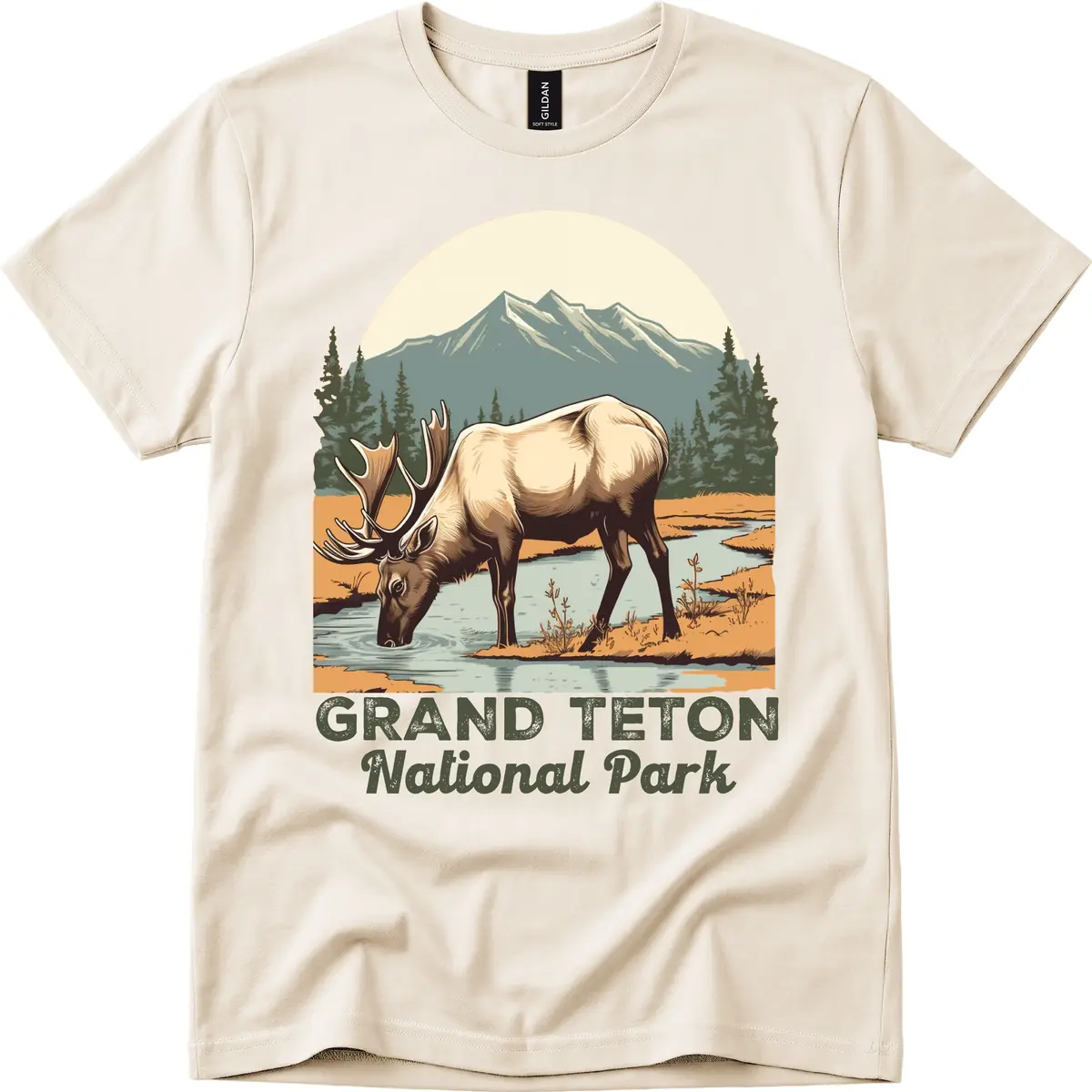 Grand Teton National Park Elk T-Shirt in Natural