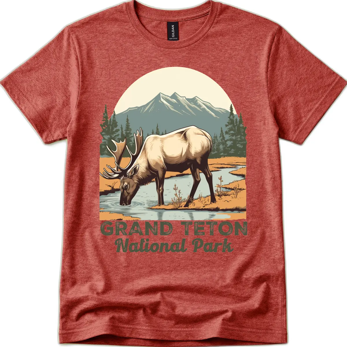 Grand Teton National Park Elk T-Shirt in Heather Cardinal