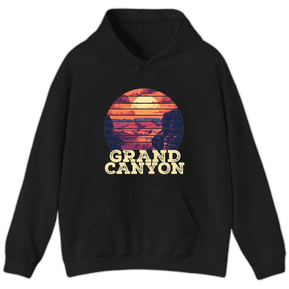 Grand Canyon Sunset Stripes Hoodie in Black