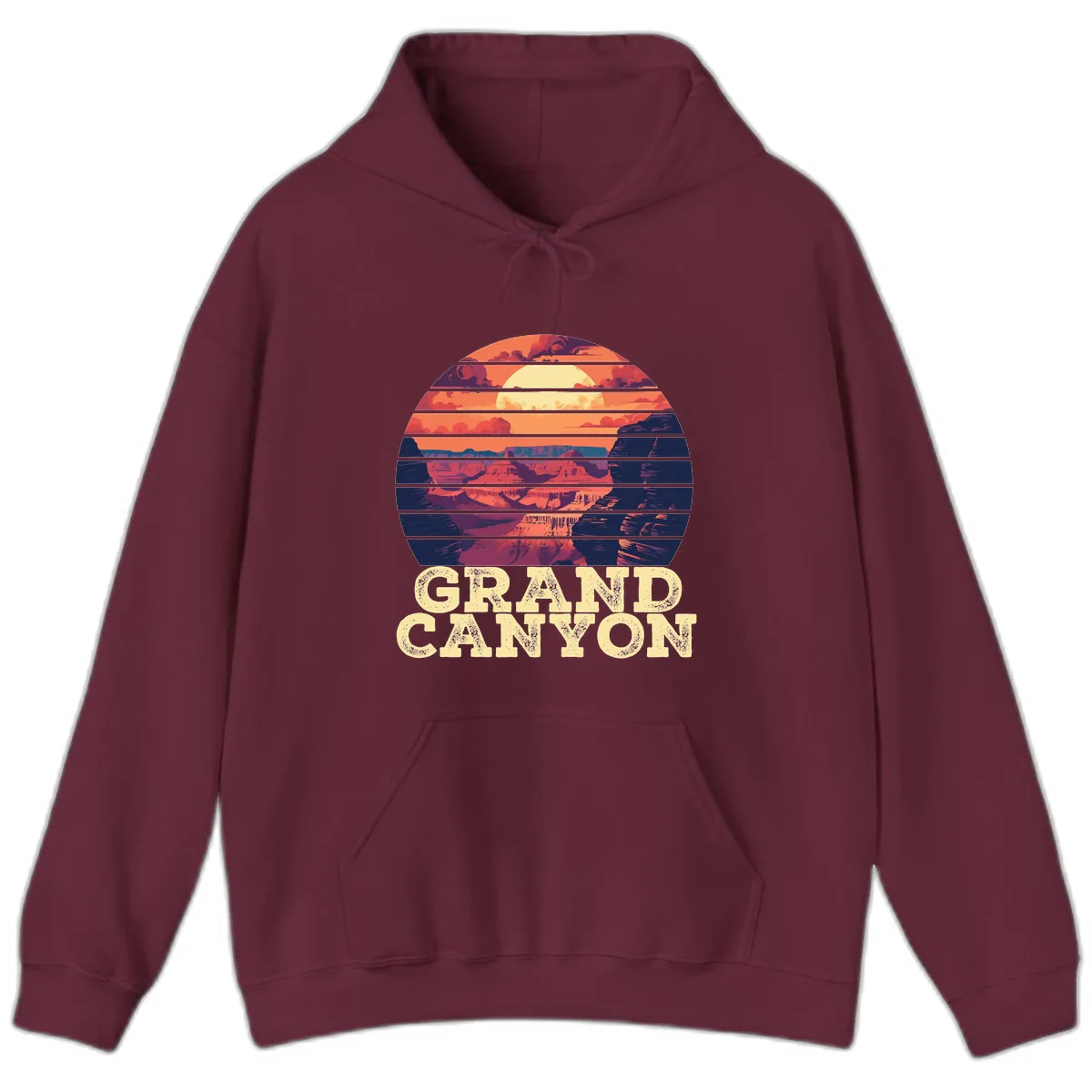 Grand Canyon Sunset Stripes Hoodie in Maroon