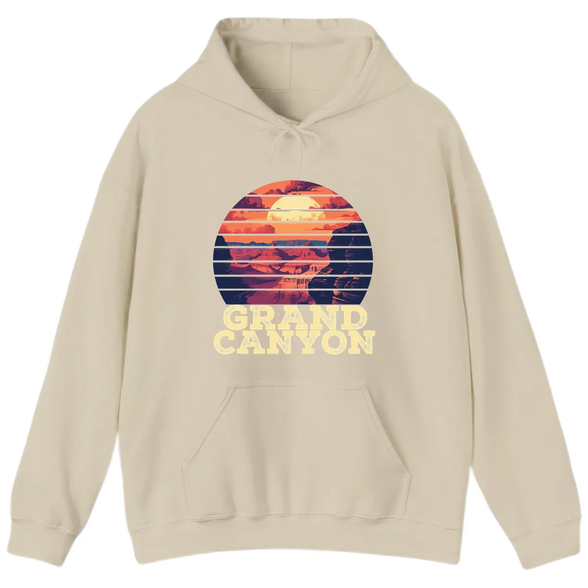Grand Canyon Sunset Stripes Hoodie in Sand