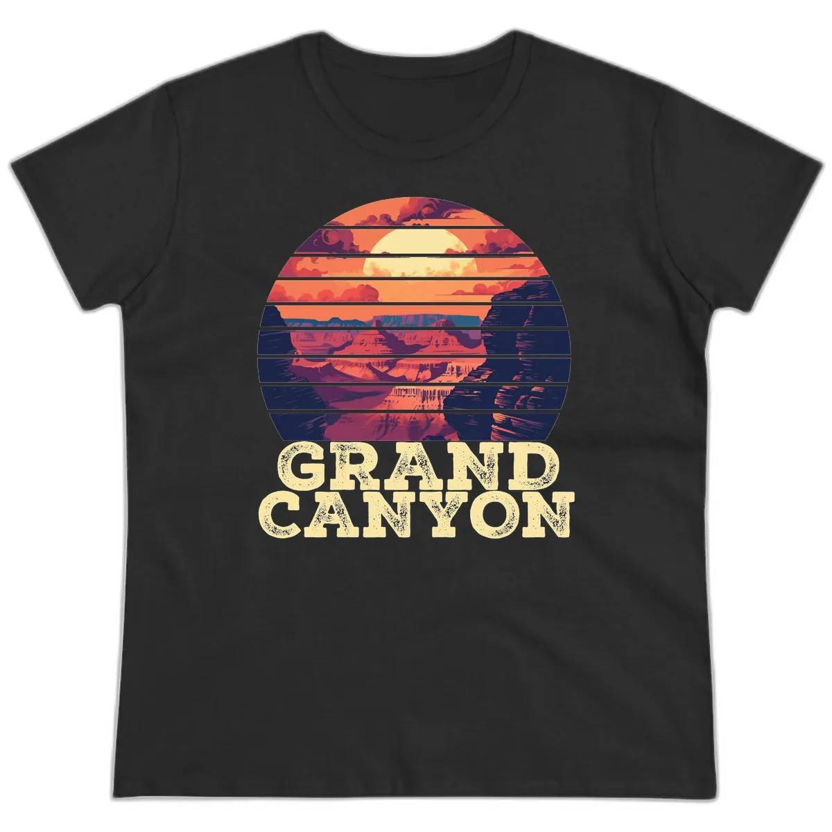 Grand Canyon Sunset Stripes Ladies Tee in Black