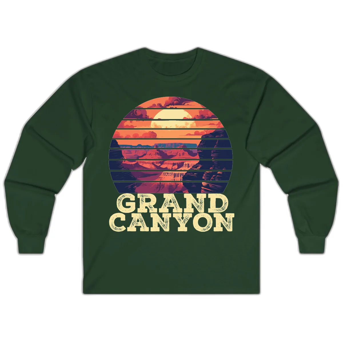 Grand Canyon Sunset Stripes Long Sleeve in Forest Green