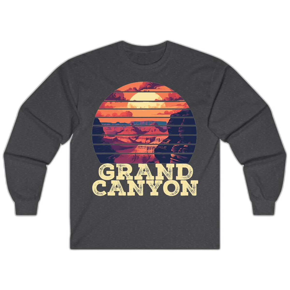 Grand Canyon Sunset Stripes Long Sleeve in Dark Heather