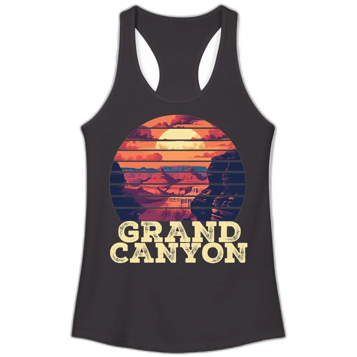 Grand Canyon Sunset Stripes Ladies Tank in Black