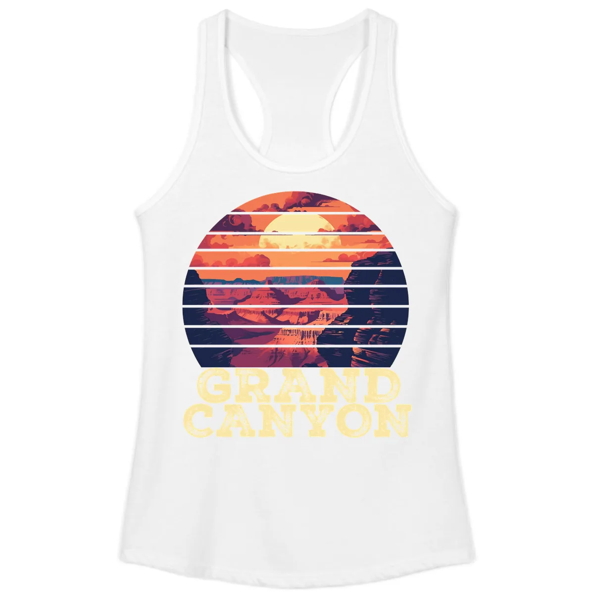 Grand Canyon Sunset Stripes Ladies Tank in White
