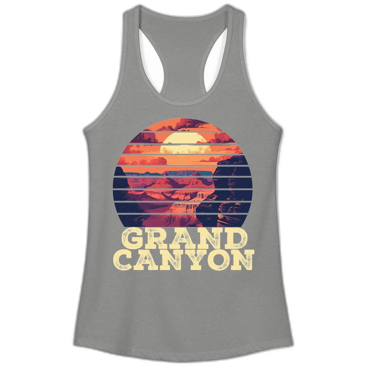 Grand Canyon Sunset Stripes Ladies Tank in Heather Grey