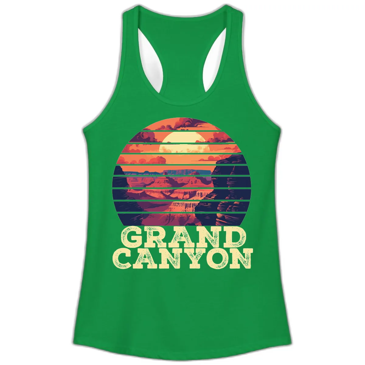Grand Canyon Sunset Stripes Ladies Tank in Solid Kelly Green