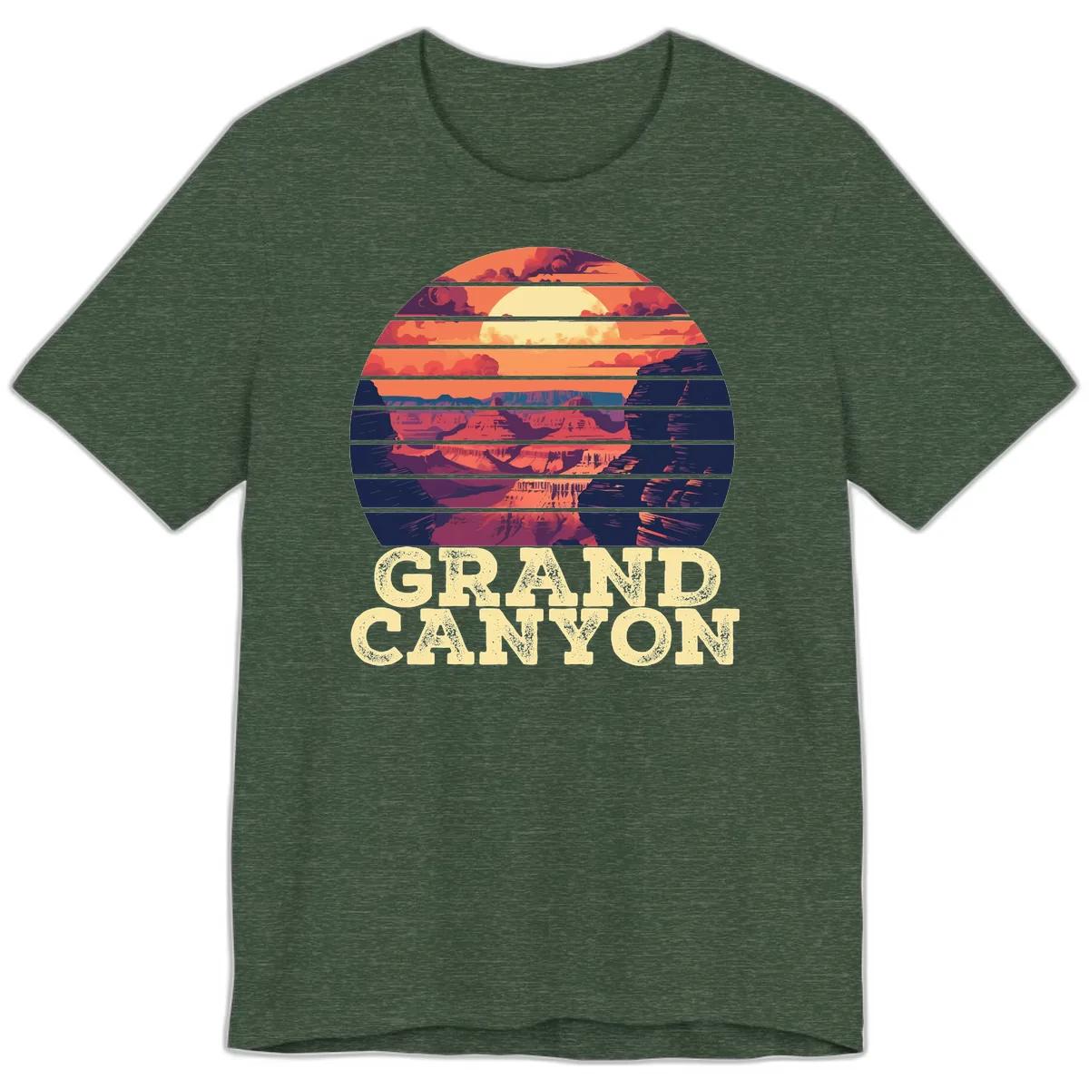 Grand Canyon Sunset Stripes Premium T-Shirt in Heather Forest