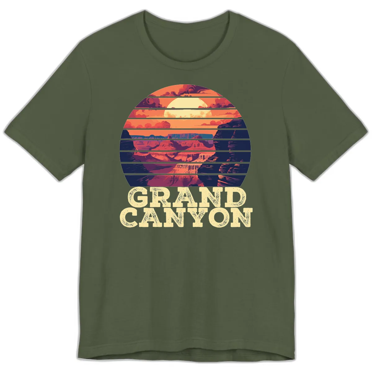 Grand Canyon Sunset Stripes Premium T-Shirt in Military Green