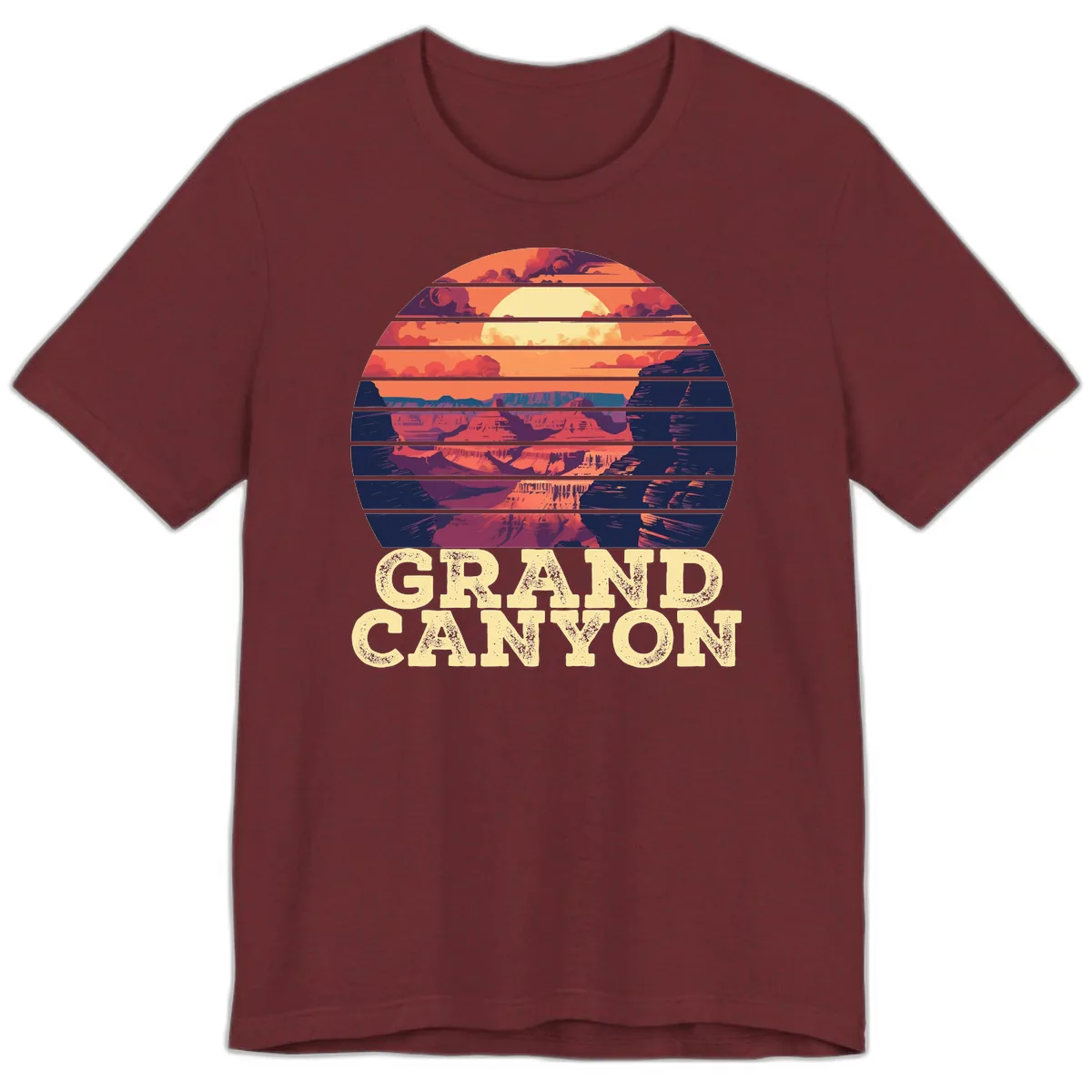 Grand Canyon Sunset Stripes Premium T-Shirt in Heather Cardinal