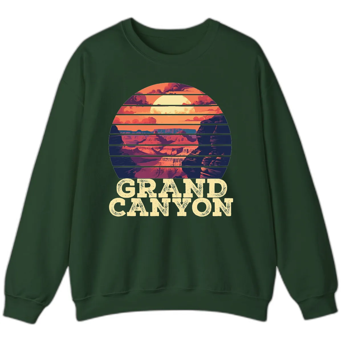 Grand Canyon Sunset Stripes Sweatshirt in Forest Green