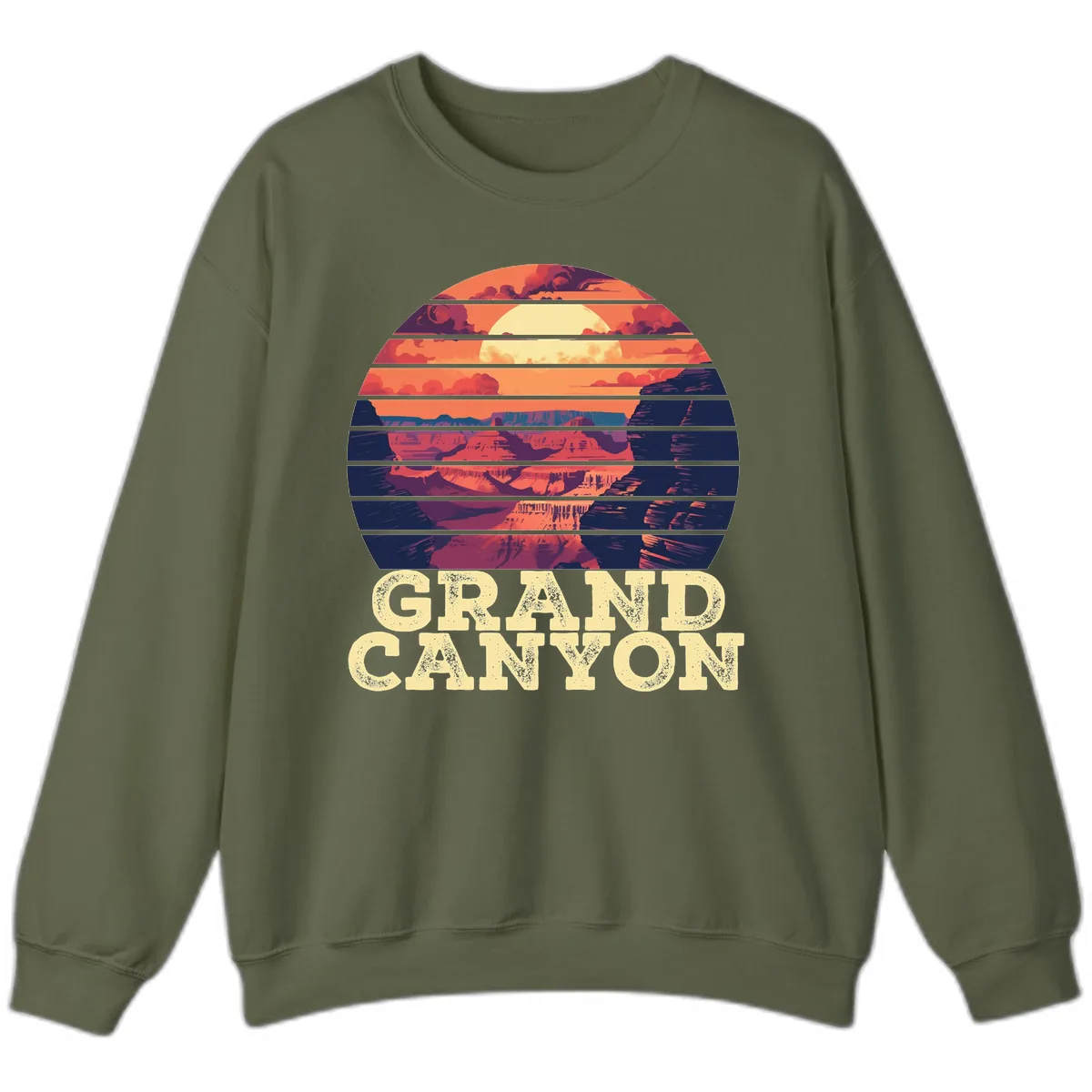 Grand Canyon Sunset Stripes Sweatshirt in Military Green