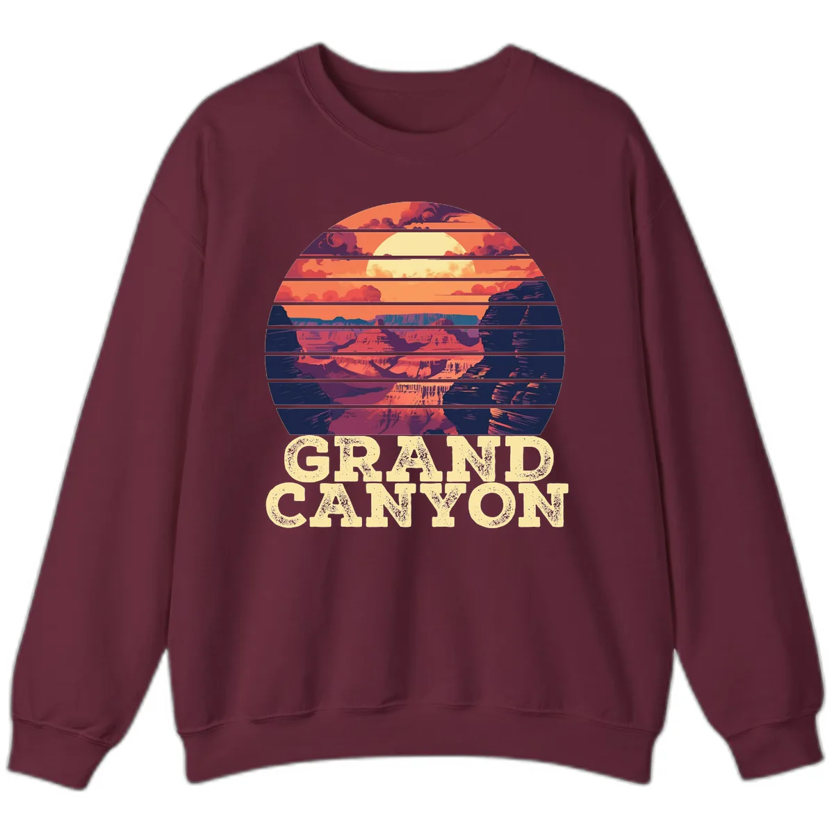 Grand Canyon Sunset Stripes Sweatshirt in Maroon