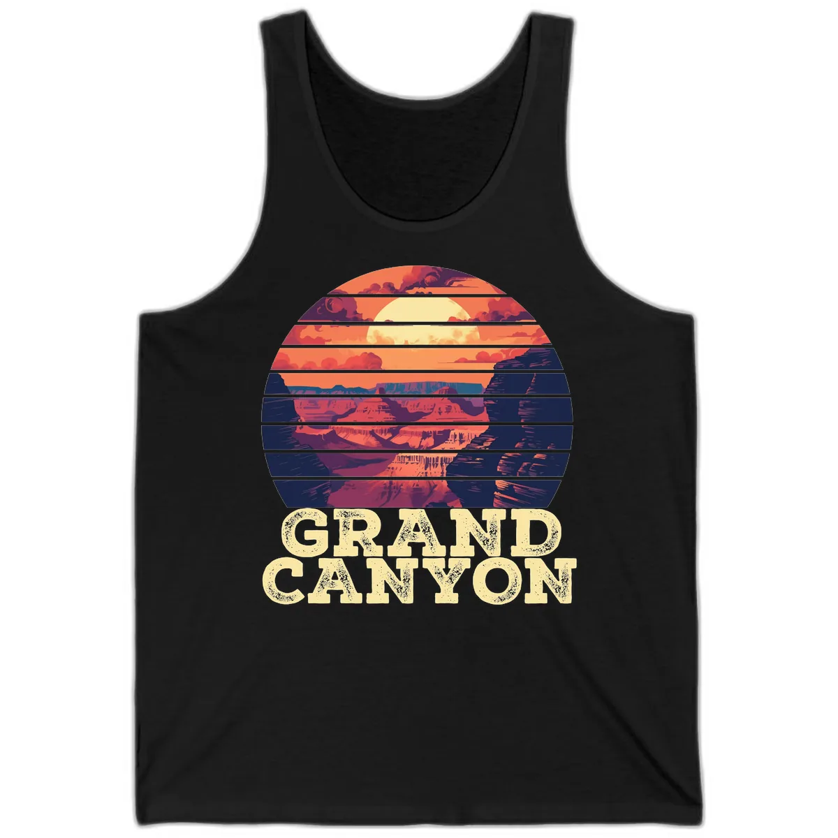 Grand Canyon Sunset Stripes Tank in Black