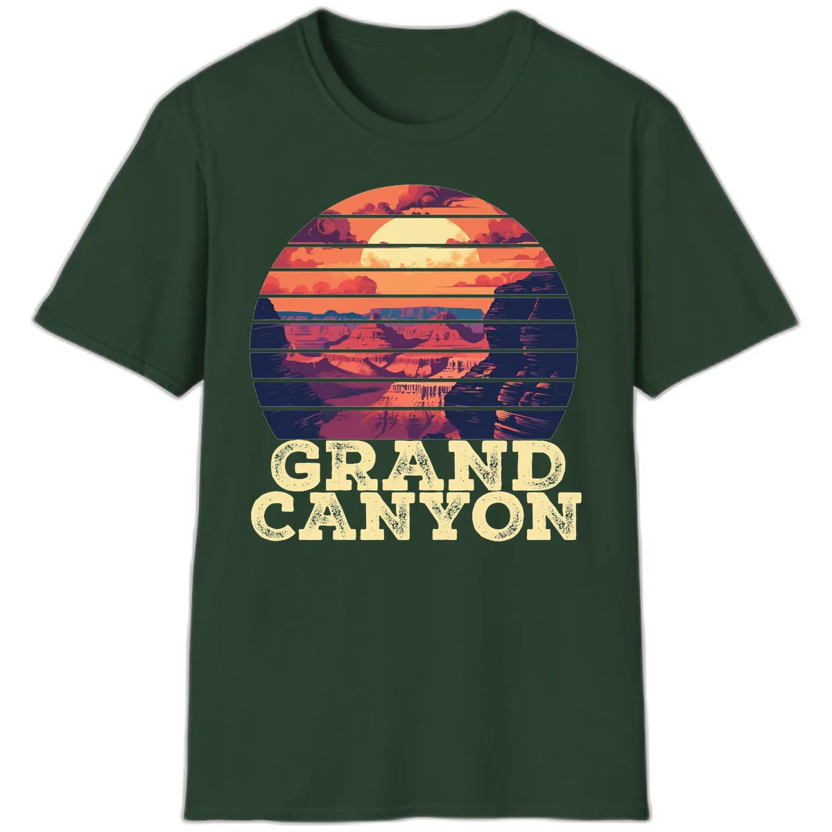 Grand Canyon Sunset Stripes T-Shirt in Forest Green