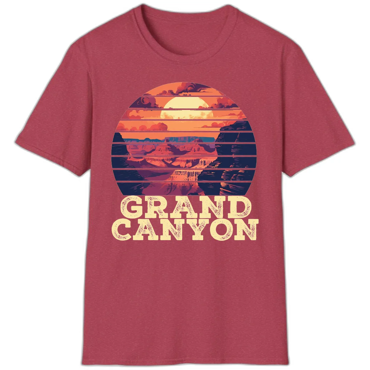 Grand Canyon Sunset Stripes T-Shirt in Heather Cardinal