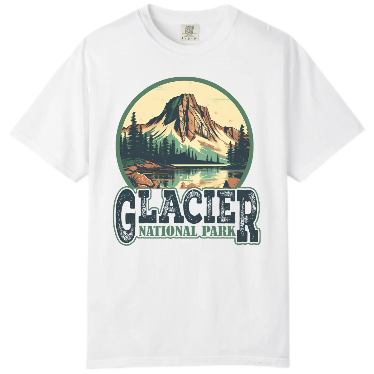 Glacier National Park Mountain Lake Comfort Color in White