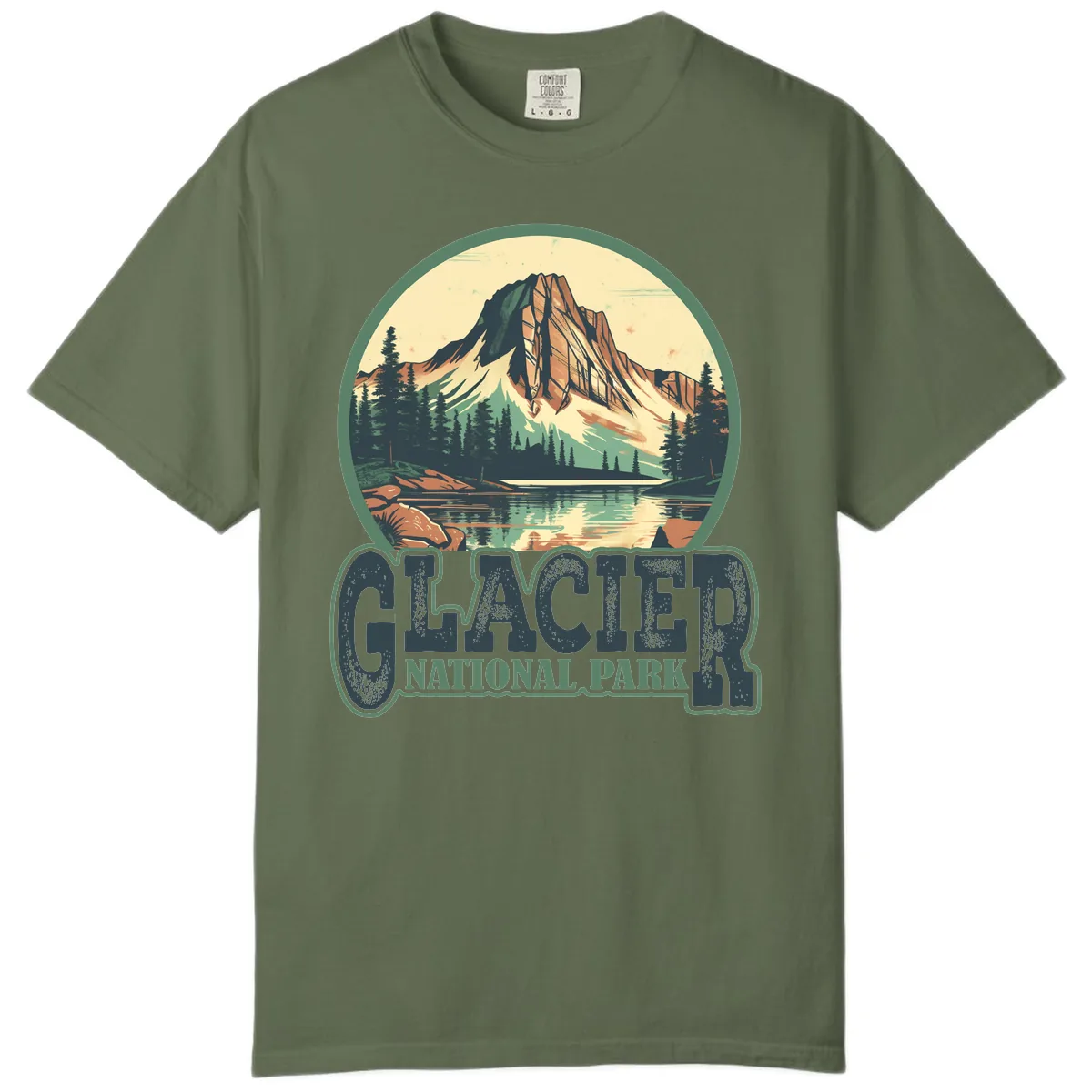 Glacier National Park Mountain Lake Comfort Color in Sage