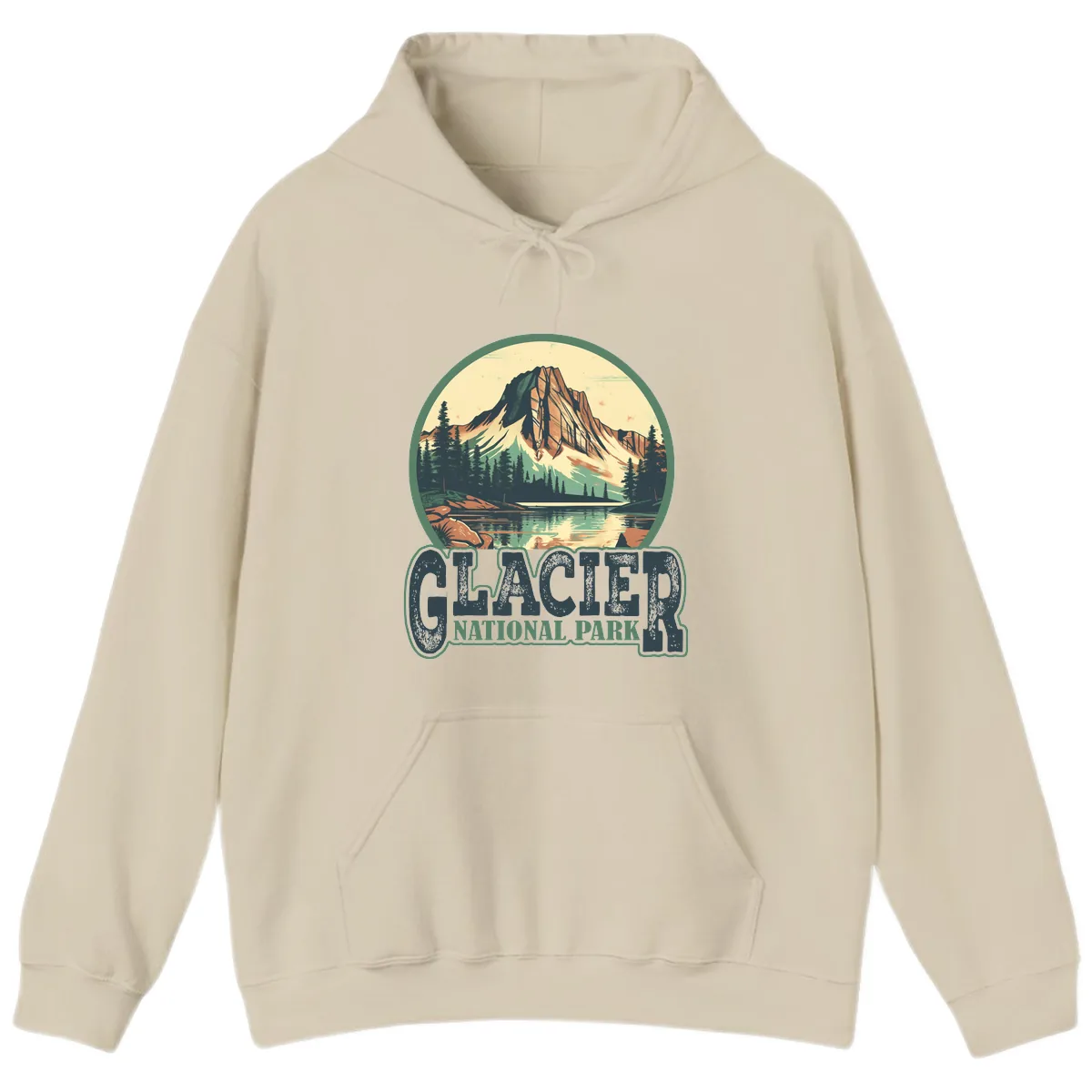 Glacier National Park Mountain Lake Hoodie in Sand