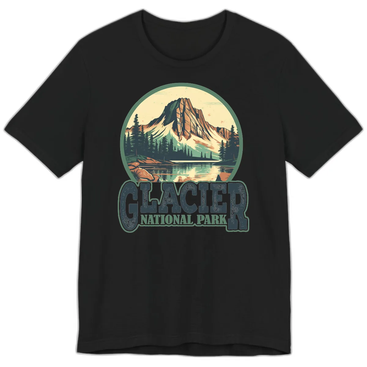 Glacier National Park Mountain Lake Premium T-Shirt in Black