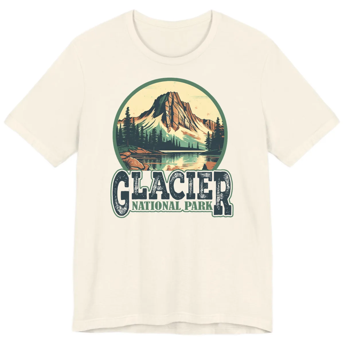 Glacier National Park Mountain Lake Premium T-Shirt in Natural