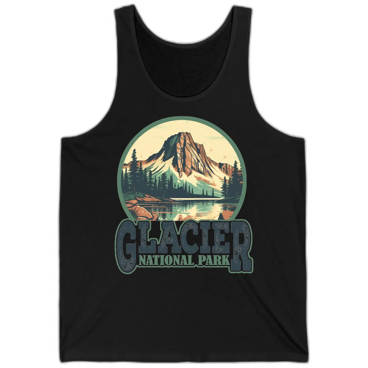 Glacier National Park Mountain Lake Tank in Black