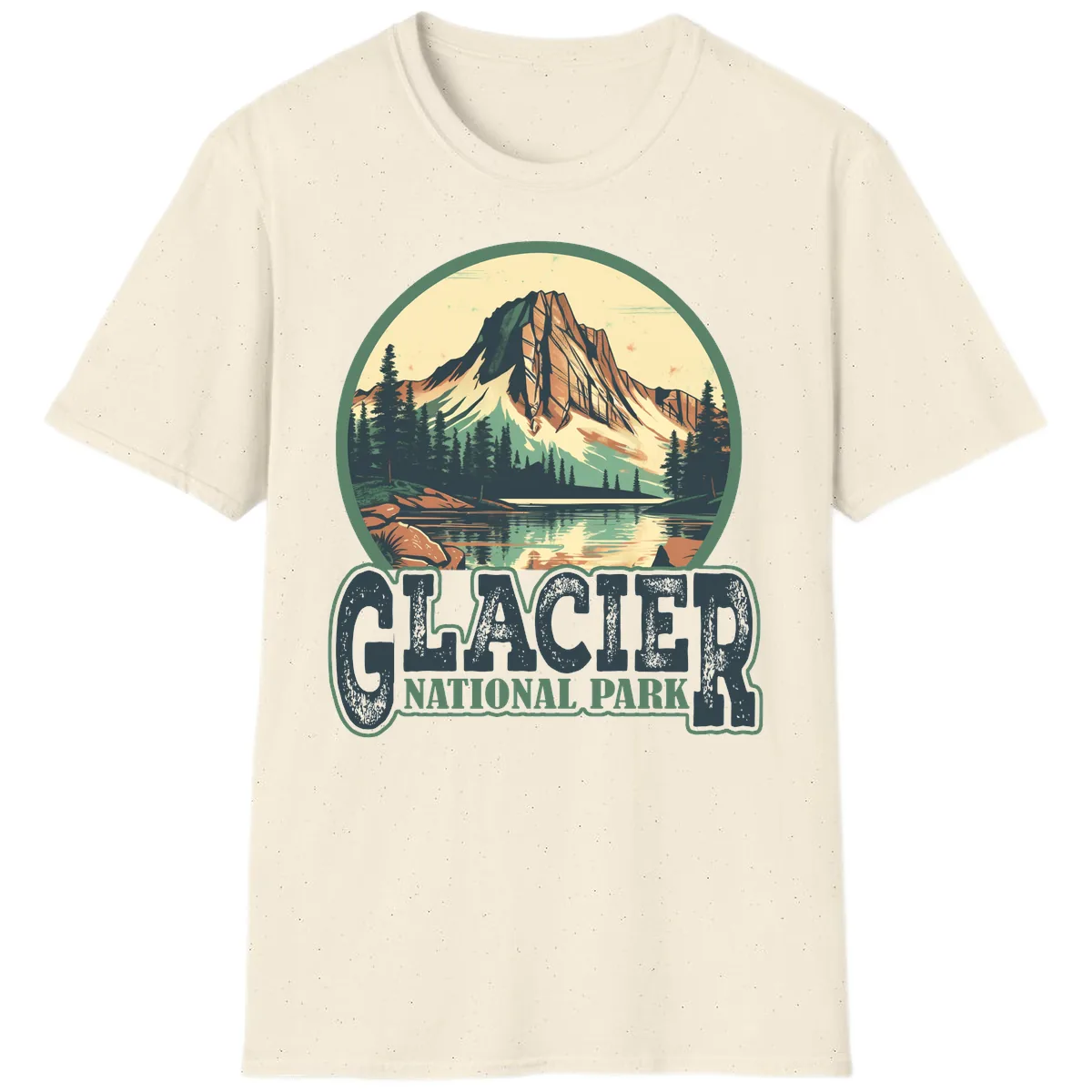 Glacier National Park Mountain Lake T-Shirt in Natural