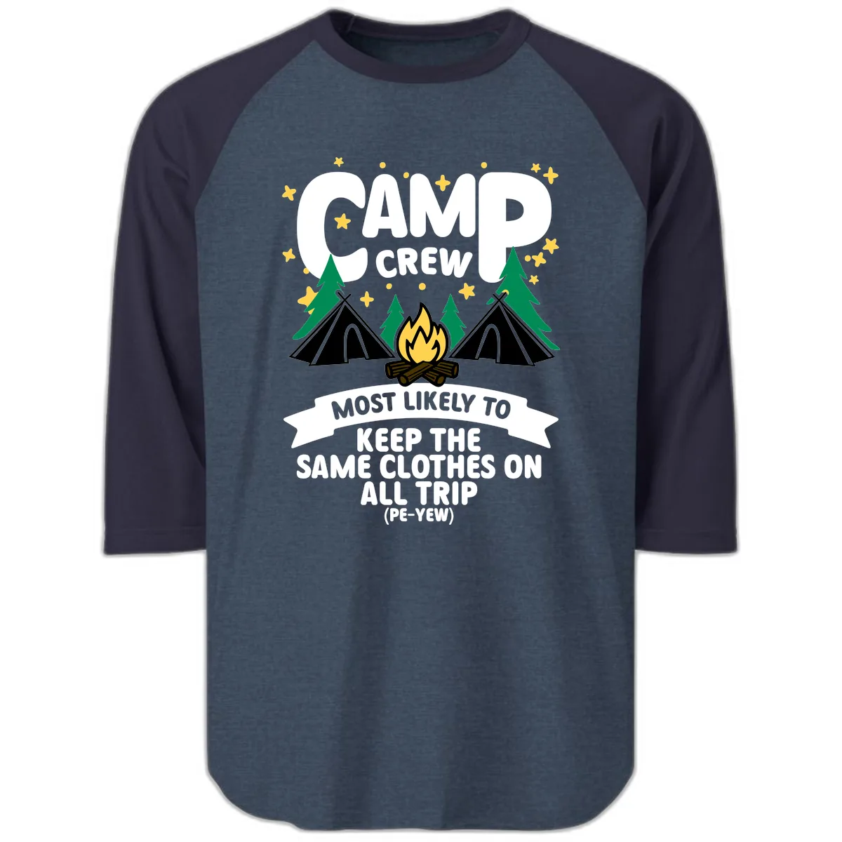 Camp Crew Clothes Repeat Raglan 3/4 in Heather Denim Navy